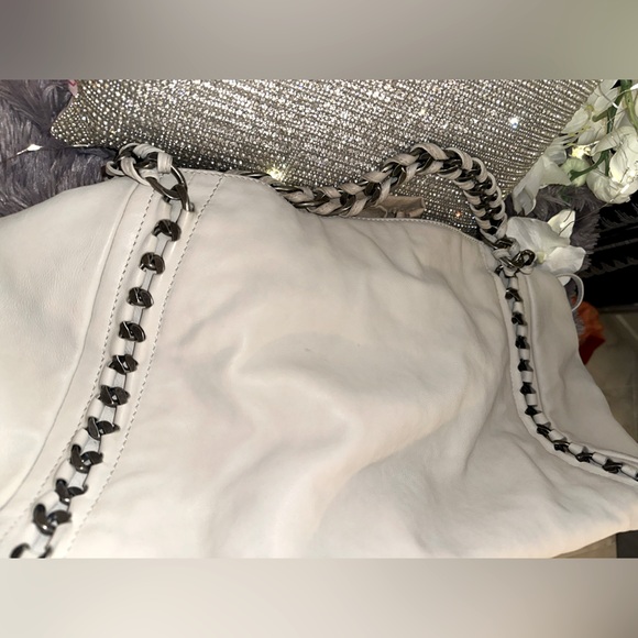 π₯ CHANEL Gorgeous βCCβ logo Bone all-leather braided chain link bag w/ COA. WOW! - Picture 9 of 12